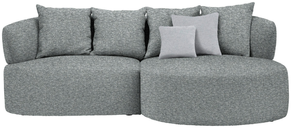 ECKSOFA in Flachgewebe Grau, Grün  235/166 cm  - Hellgrau/Schwarz, MODERN, Kunststoff/Textil (235/166cm) - Hom`in