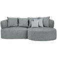 ECKSOFA in Flachgewebe Grau, Grün  235/166 cm  - Hellgrau/Schwarz, MODERN, Kunststoff/Textil (235/166cm) - Hom`in