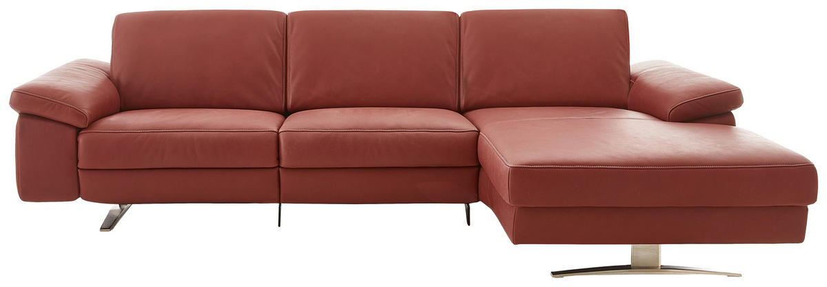 ECKSOFA  in Echtleder Rot  - Beige/Rot, Design, Leder/Metall (287/174cm) - Koinor