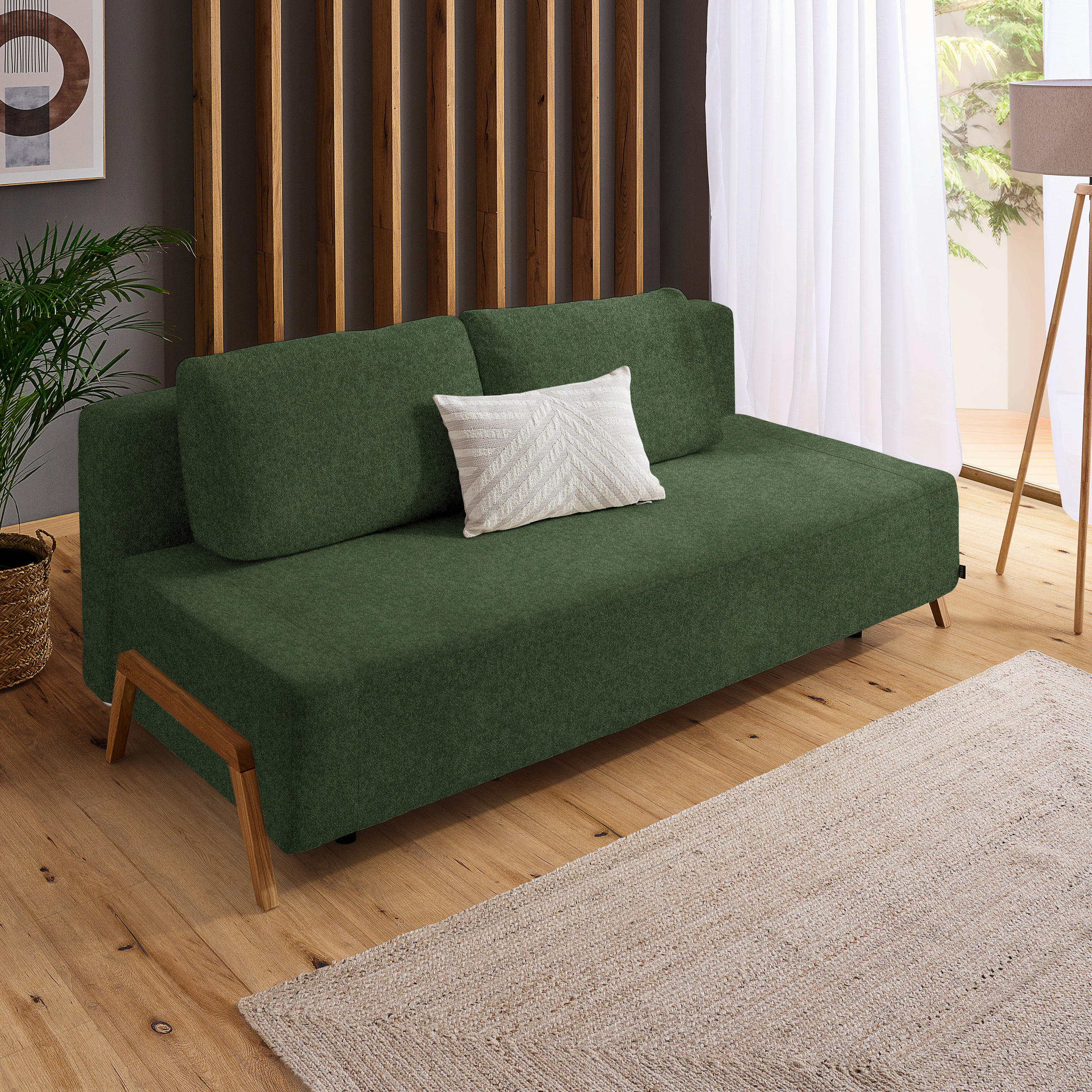SCHLAFSOFA in Textil Olivgrün  - Naturfarben/Olivgrün, Design, Holz/Textil (211/88/102cm) - Niels Andersson