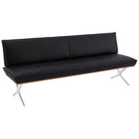 SITZBANK in Holz, Textil Schwarz, Nussbaumfarben, Nickelfarben  - Edelstahlfarben/Nussbaumfarben, Design, Holz/Textil (194/88/66cm) - Koinor