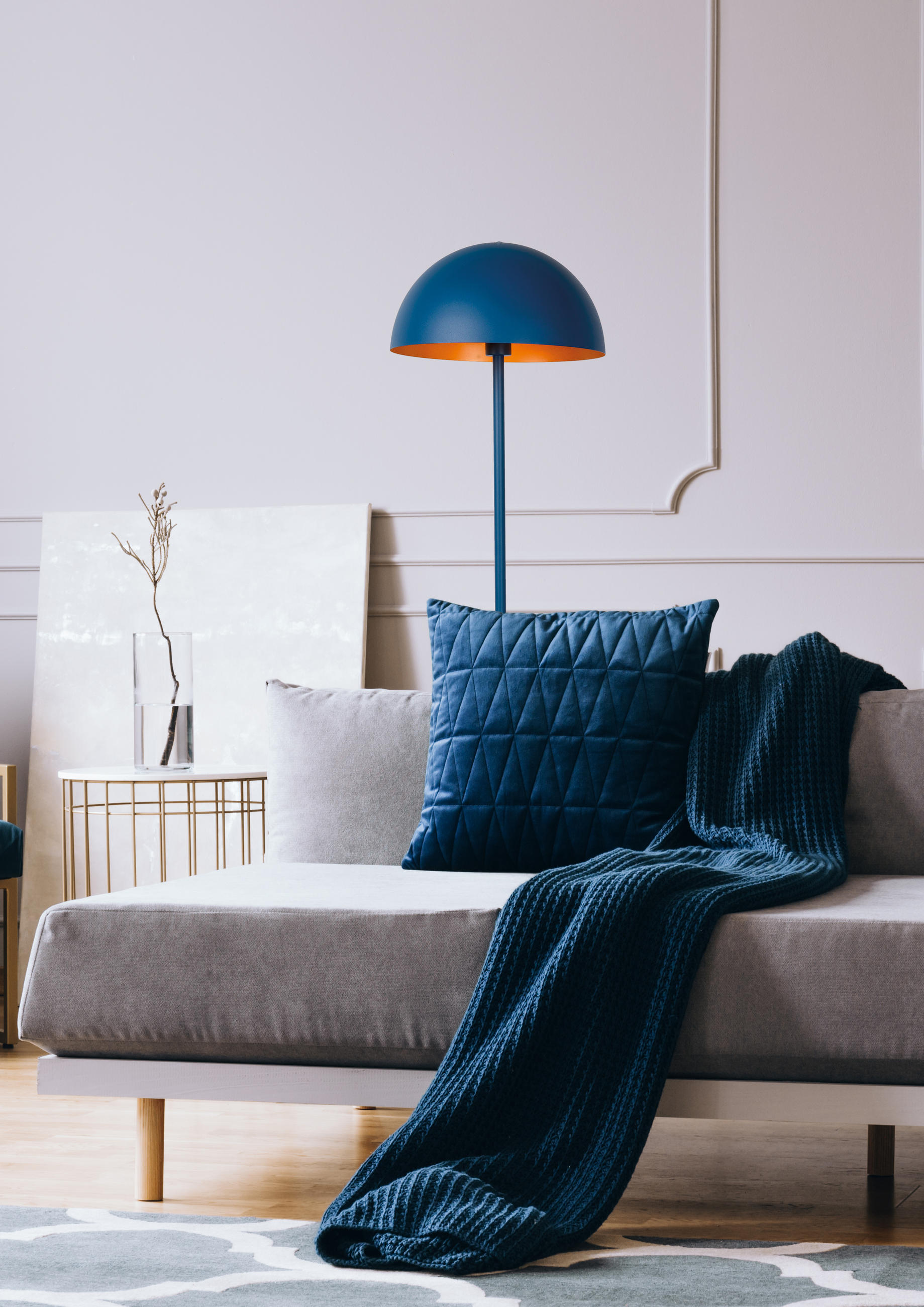 STEHLEUCHTE 160/35 cm    - Blau/Messingfarben, Design, Metall (160/35cm) - Lucide
