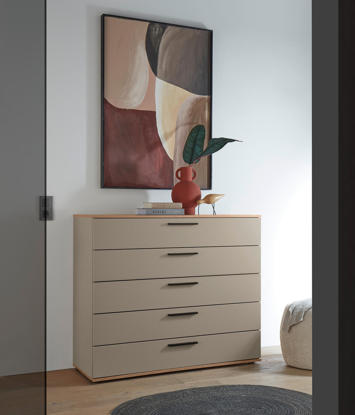 SIDEBOARD GAVELLO 120/102/46 cm 5 Schublade(n)  - Taupe/Eichefarben, Design, Holzwerkstoff/Metall (120/102/46cm) - Dieter Knoll
