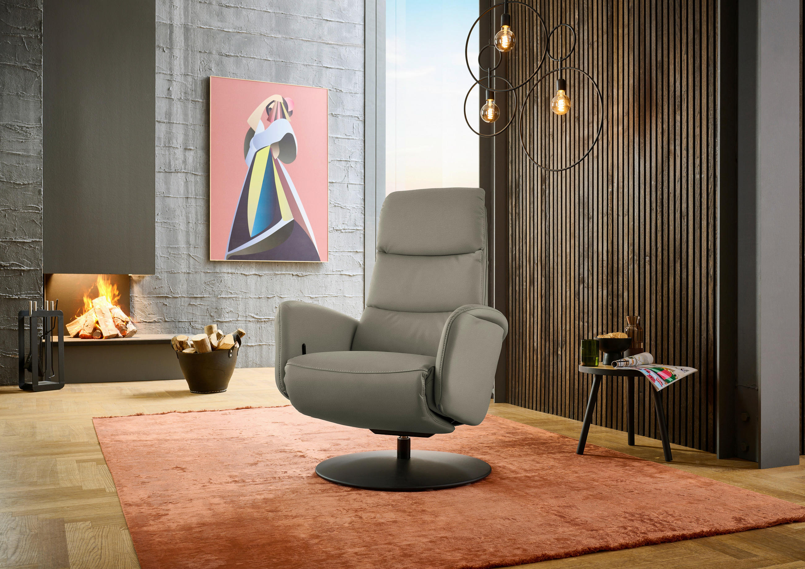 RELAXSESSEL in Leder Grau  - Schwarz/Grau, Design, Leder/Metall (76/108/86cm) - Dieter Knoll