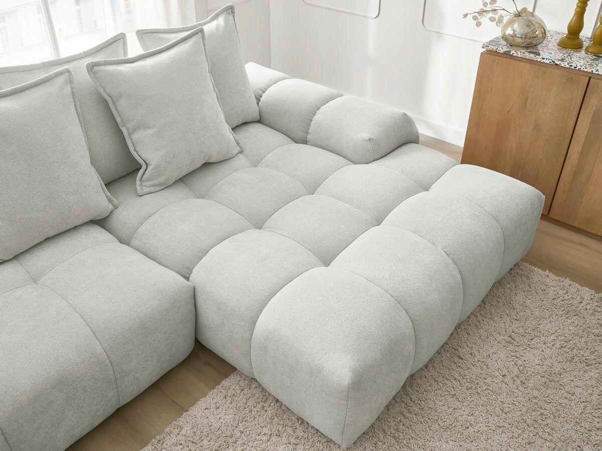 ECKSCHLAFSOFA EVEREST  mit Rücken echt, Armteil links, Armteil rechts Struktur Hellgrau  - Hellgrau/Schwarz, MODERN, Kunststoff/Textil (318/180cm) - Livetastic