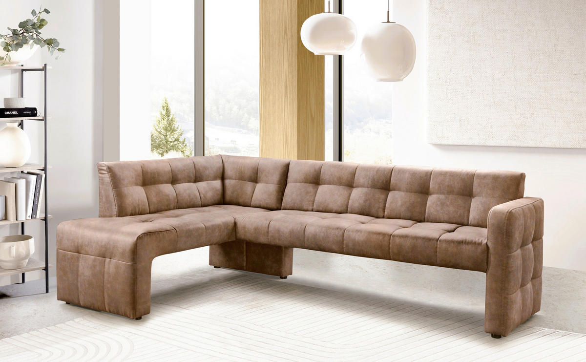 KLUPA KUTNA  konjak  drvo, tekstil, drvni materijal      - konjak/crna, Moderno, drvni materijal/drvo (245/157cm) - Livetastic