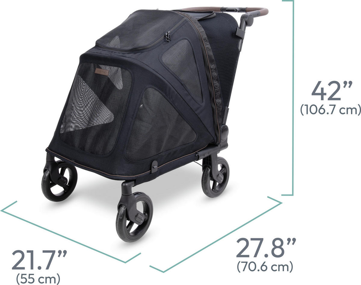 HUNDEBUGGY PFM Pet Medium Premium Flat Fold Stroller  - Schwarz, Basics, Kunststoff/Textil (70,6/55/106,70cm) - WONDERFOLD