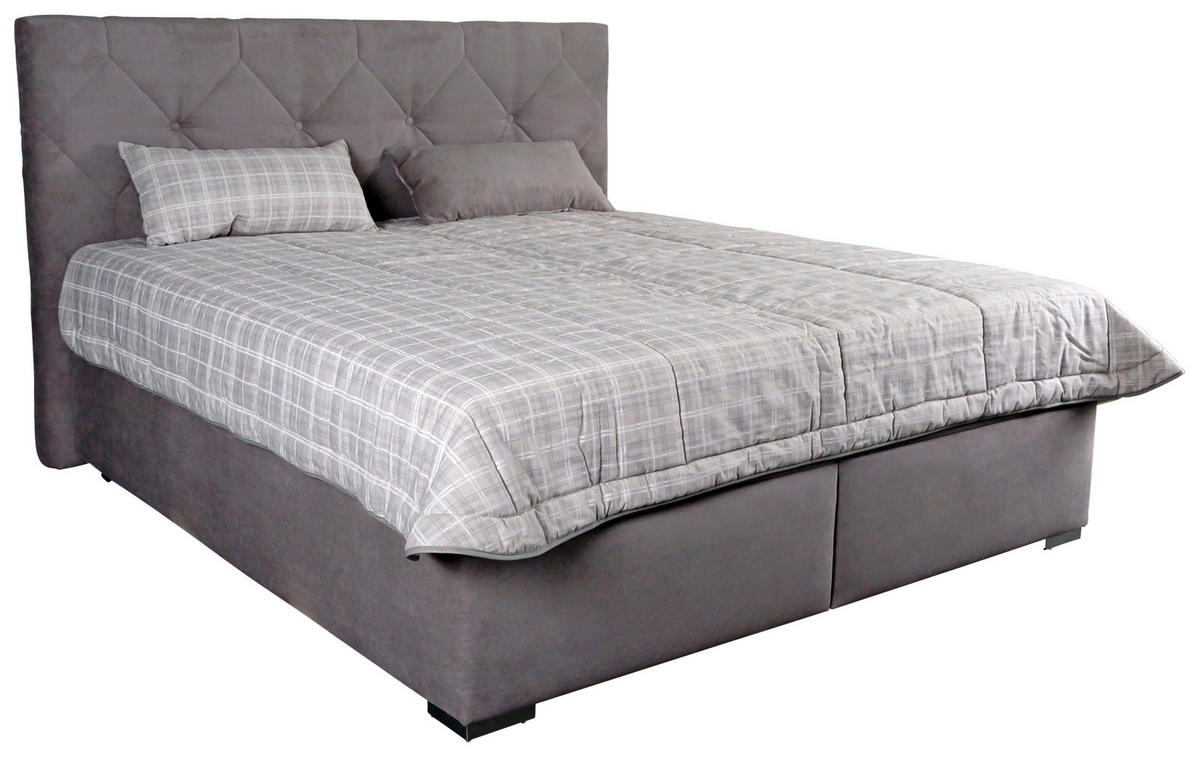 KÁRPITOZOTT ÁGY 160/200 cm  ezüst  - ezüst/szürke, Basics, fa (160/200cm) - Cantus