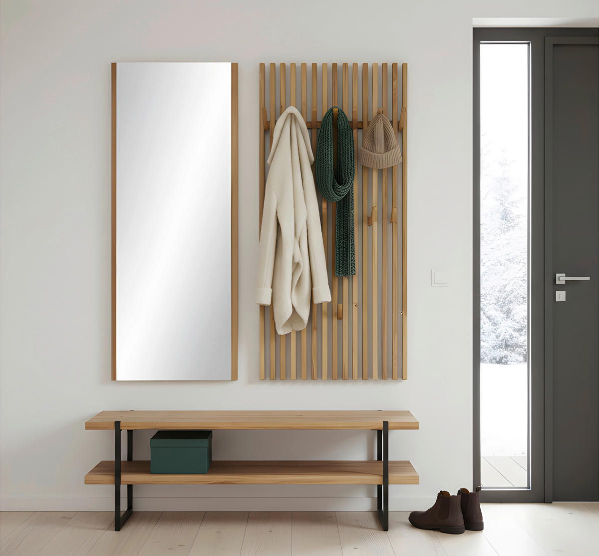 BOTNÍK S LAVICÍ, 120/45/40 cm - barvy dubu, Natur, kov/dřevo (120/45/40cm) - Linea Natura