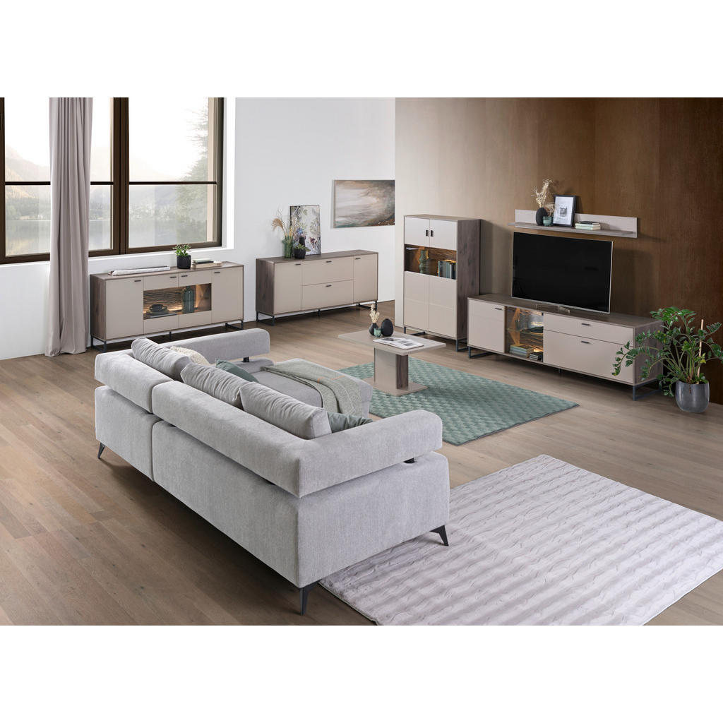 Thumbnail - Hom`in Couchtisch, Eiche, Hellgrau, Holzwerkstoff, rechteckig, Säule, Bodenplatte, 55x46x95 cm, Wohnzimmer, Wohnzimmerti...