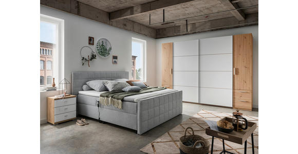 POLSTERBETT gepolstertes Kopfteil, Topper, motorische Verstellbarkeit Hellgrau 180/200 cm  - Hellgrau/Schwarz, Design, Holzwerkstoff/Kunststoff (180/200cm) - Esposa