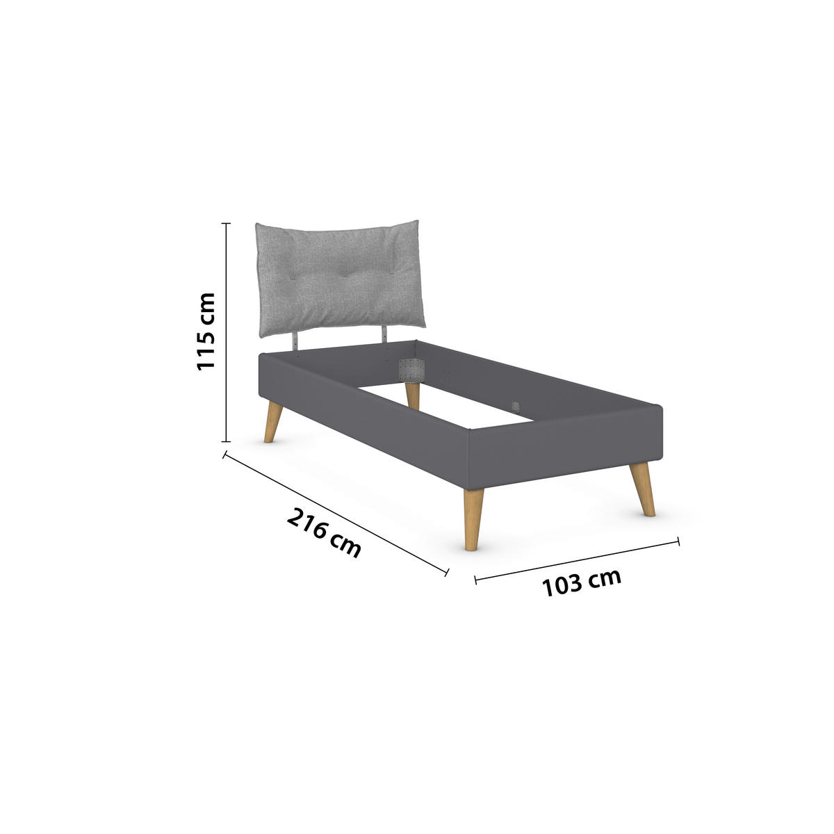 BETT 90/200 cm  in Grau  - Wildeiche/Grau, Design, Holz/Holzwerkstoff (90/200cm) - Carryhome