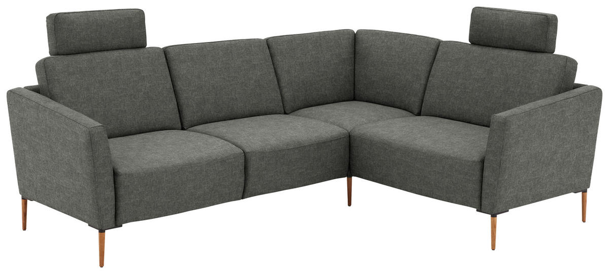 ECKSOFA  in Flachgewebe Grau  238/186 cm  - Eichefarben/Grau, Design, Holz/Textil (238/186cm) - Valnatura