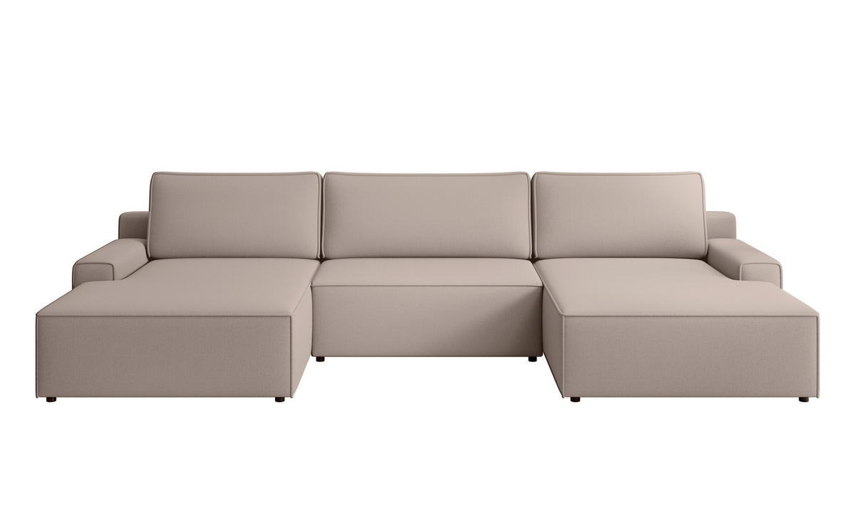 WOHNLANDSCHAFT CHALLENGE Taupe Struktur  - Taupe/Schwarz, MODERN, Kunststoff/Textil (168/333/168cm) - Trendmanufaktur