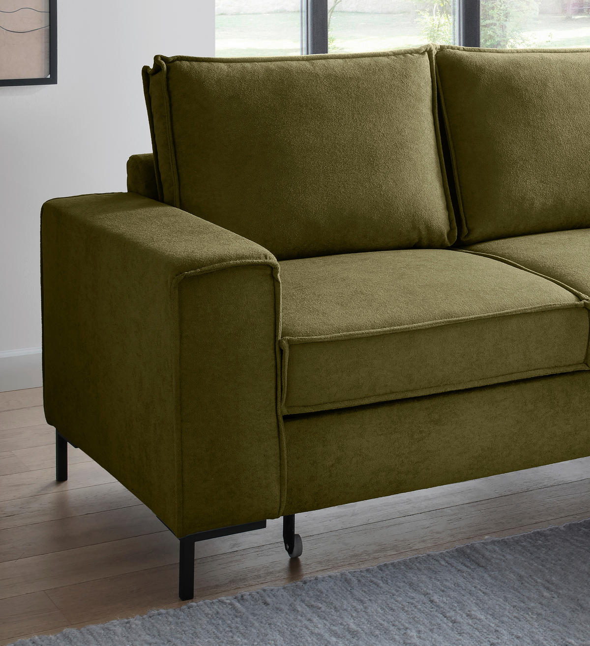 KUTNA GARNITURA tekstil  zelena   - zelena/crna, Moderno, tekstil/metal (240/150cm) - Livetastic