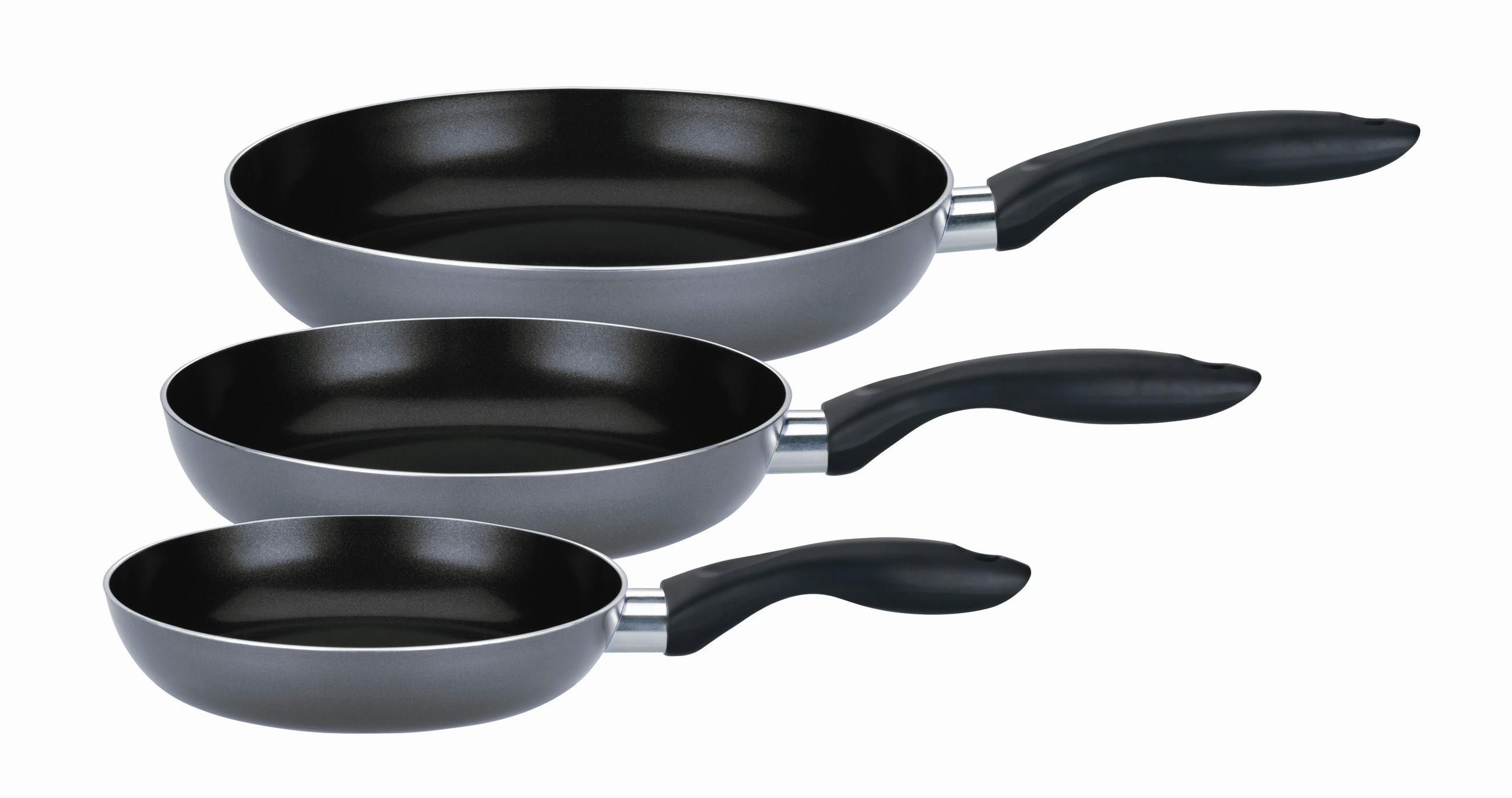 PFANNENSET Bratfit 3-teilig 20+24+28 cm  - Grau, Basics, Metall (20+24+28cm) - GSW