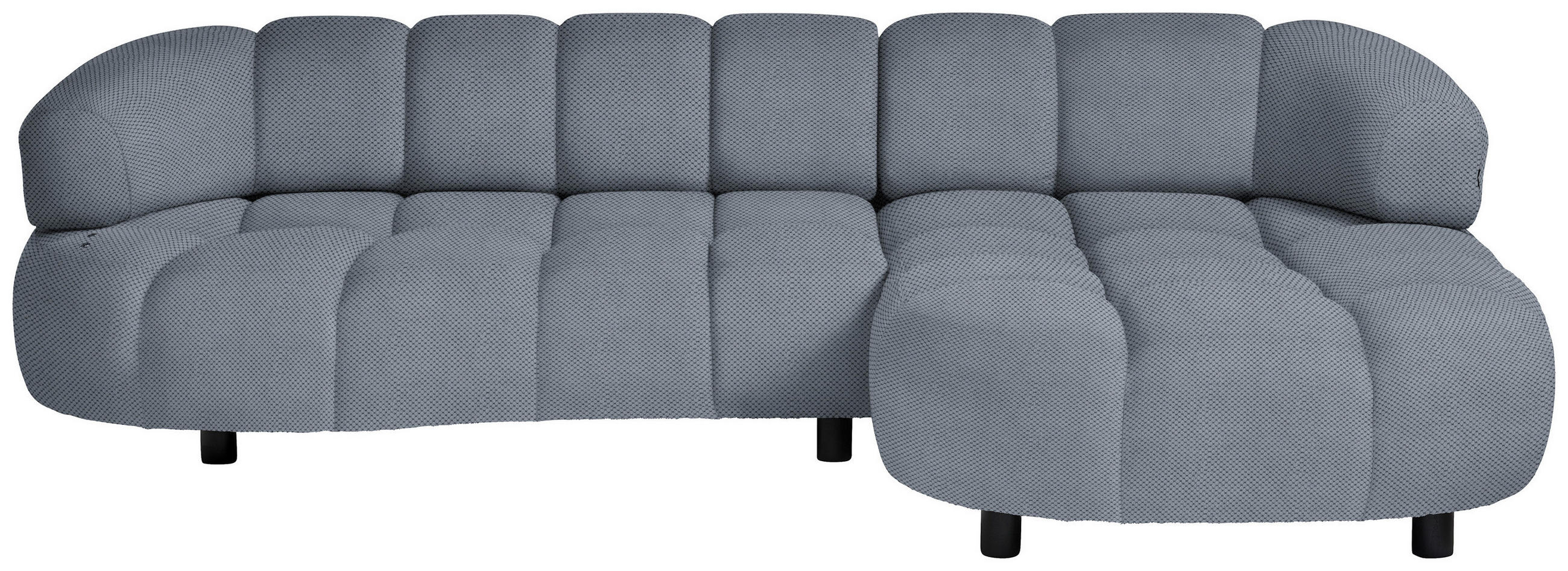 ECKSOFA in Webstoff Blaugrau  - Blaugrau/Schwarz, Design, Holz/Textil (284/183cm) - Welnova
