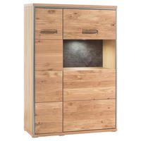 HIGHBOARD  in 94/136/39 cm  - Hellbraun/Edelstahlfarben, Konventionell, Glas/Holz (94/136/39cm) - MID.YOU