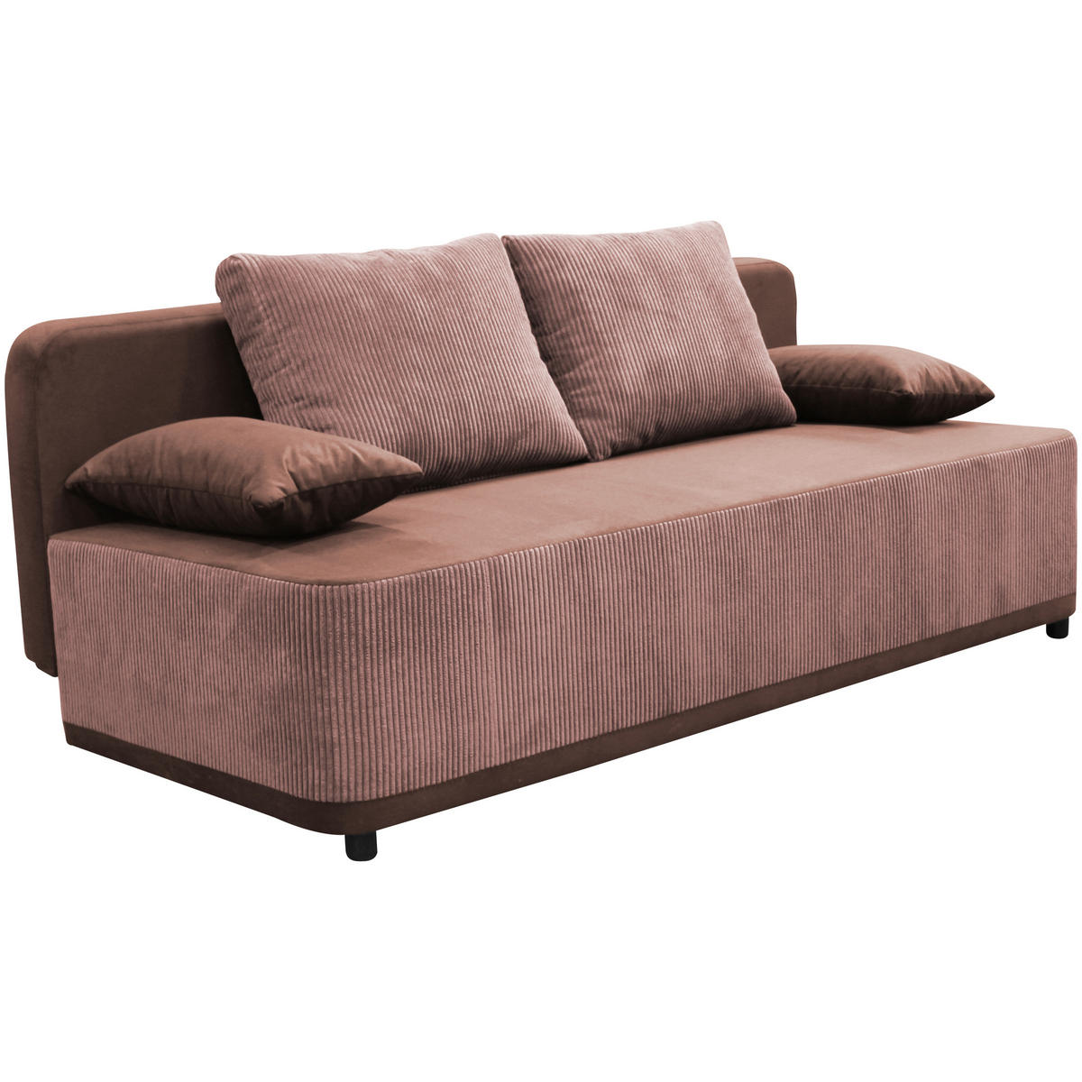 SCHLAFSOFA Velours Koralle  - Koralle/Schwarz, Design, Kunststoff/Textil (197/90/83cm) - MID.YOU