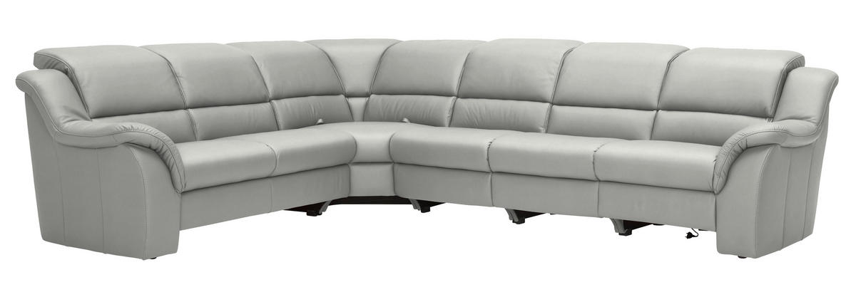 ECKSOFA  in Echtleder Silberfarben  260/324 cm  - Silberfarben/Schwarz, KONVENTIONELL, Leder/Kunststoff (260/324cm) - Cantus