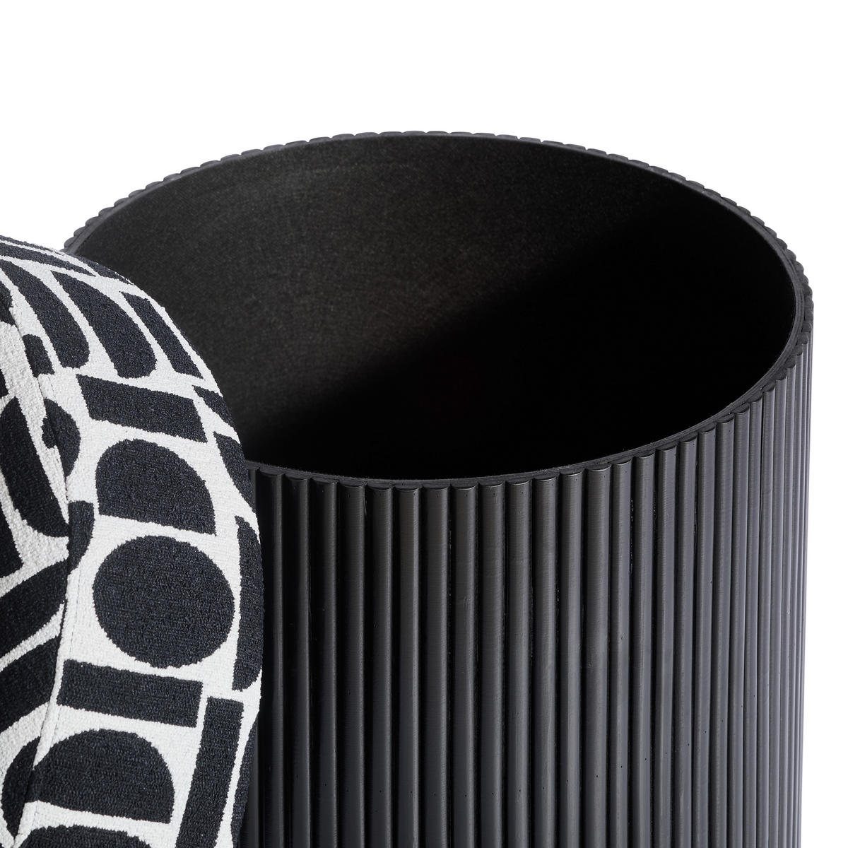 POUF Chenille 50/44/50 cm  - Schwarz/Weiß, Design, Holzwerkstoff/Textil (50/44/50cm) - MID.YOU