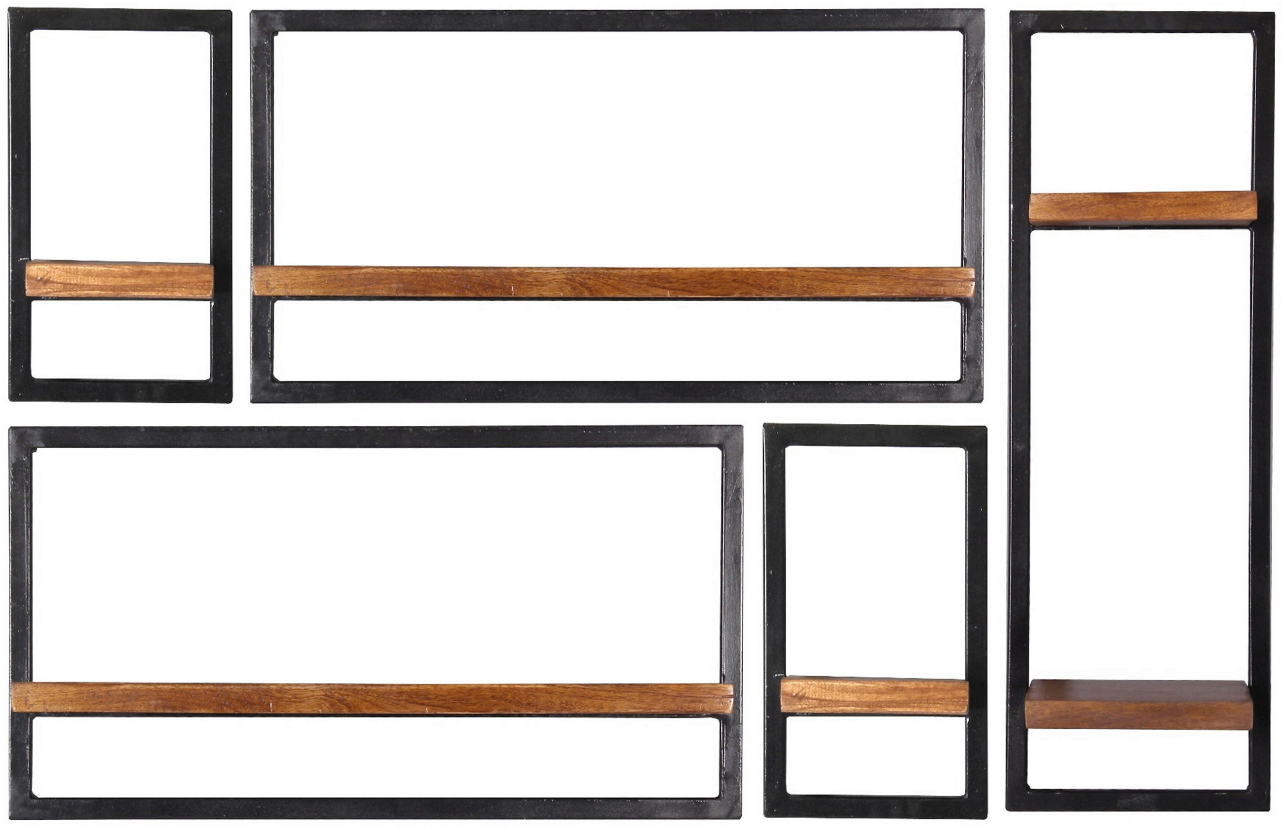 WANDREGALSET 120/75/25 cm  - Schwarz/Naturfarben, Design, Holz/Metall (120/75/25cm) - MID.YOU