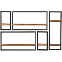 WANDREGALSET 120/75/25 cm  - Schwarz/Naturfarben, Design, Holz/Metall (120/75/25cm) - MID.YOU