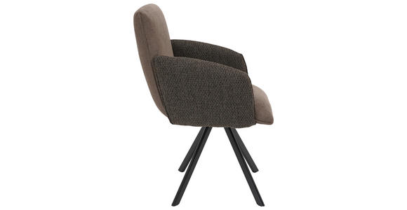 ARMLEHNSTUHL   Webstoff, Mikrofaser  - Schwarz/Braun, Design, Textil/Metall (60/96/61cm) - Linea Natura