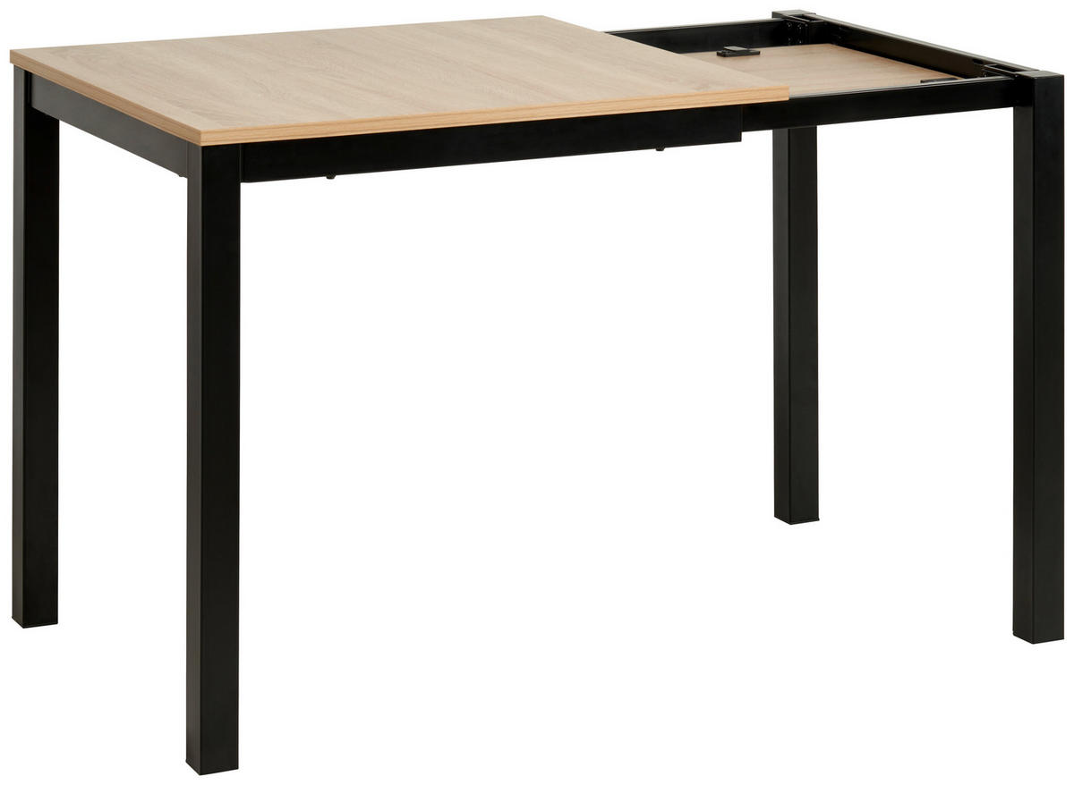 JEDÁLENSKÝ STÔL, čierna, dub sonoma, 80-120/76/70 cm - čierna/dub sonoma, Konventionell, kov/kompozitné drevo (80-120/76/70cm) - MID.YOU
