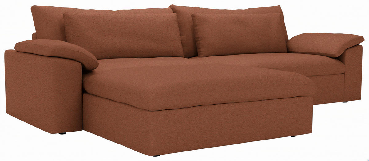 ECKSOFA Flachgewebe Beigebraun  - Beigebraun/Schwarz, Modern, Kunststoff/Textil (198/306cm) - Carryhome