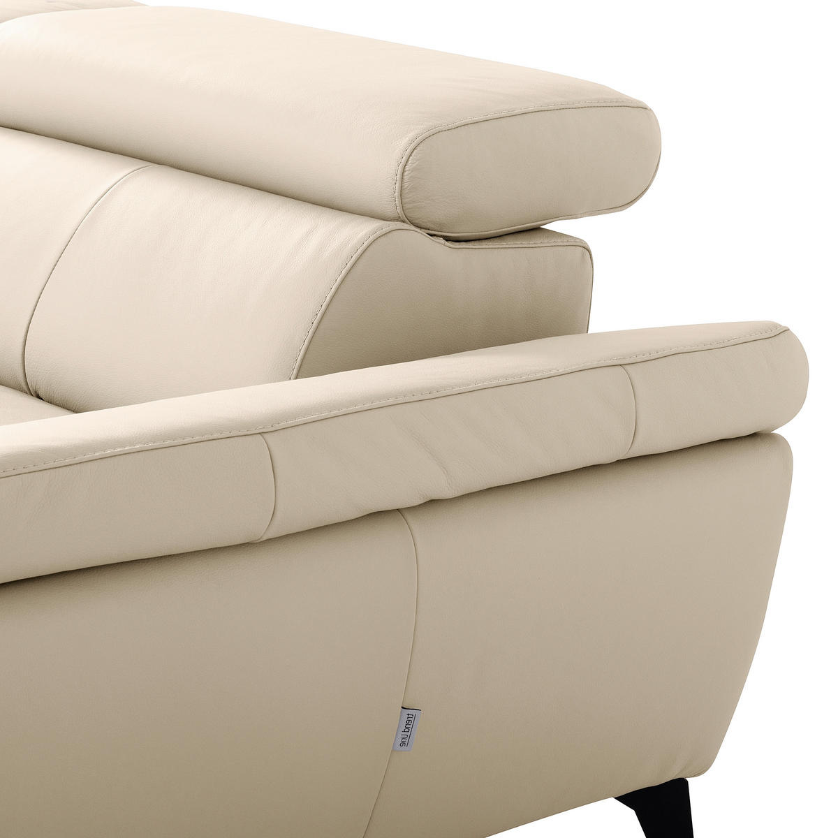ECKSOFA SONO in Lederlook Echtleder Grau Armteilverstellung, Kopfteilverstellung  252/179 cm  - Schwarz/Grau, Design, Leder/Textil (252/179cm) - Livetastic