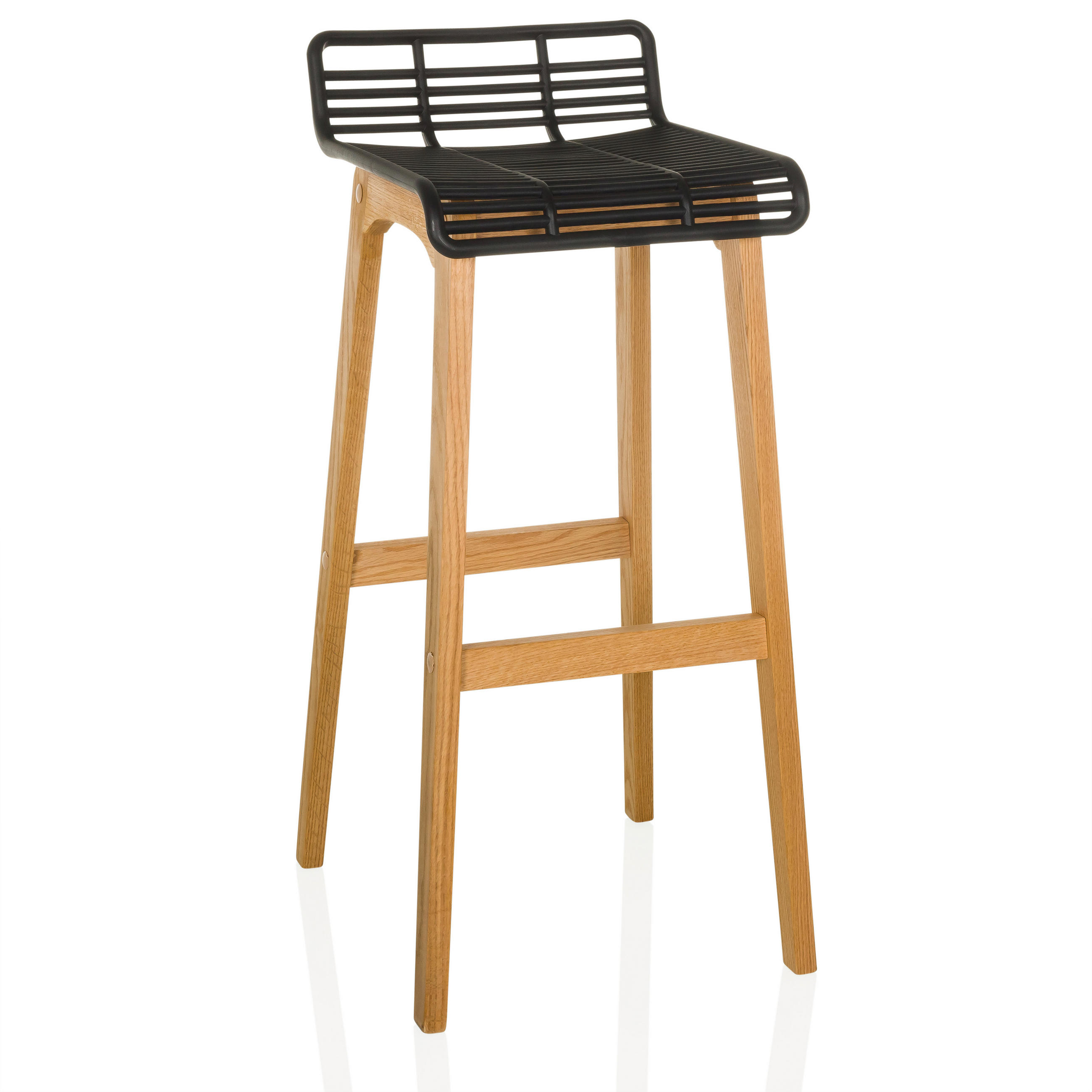 BARHOCKER Schwarz, Eichefarben  - Eichefarben/Schwarz, MODERN, Holz/Kunststoff (40/88/46cm) - MID.YOU