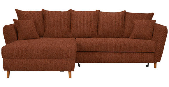 ECKSOFA in Chenille Rostfarben  - Eichefarben/Rostfarben, KONVENTIONELL, Holz/Textil (284/162cm) - Carryhome