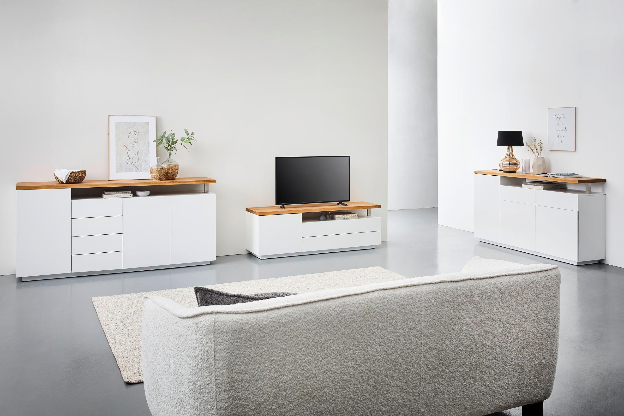 SIDEBOARD 170/92/41,5 cm  in Weiss, Eichefarben  - Weiss/Eichefarben, Konventionell, Holz/Holzwerkstoff (170/92/41,5cm) - Novel