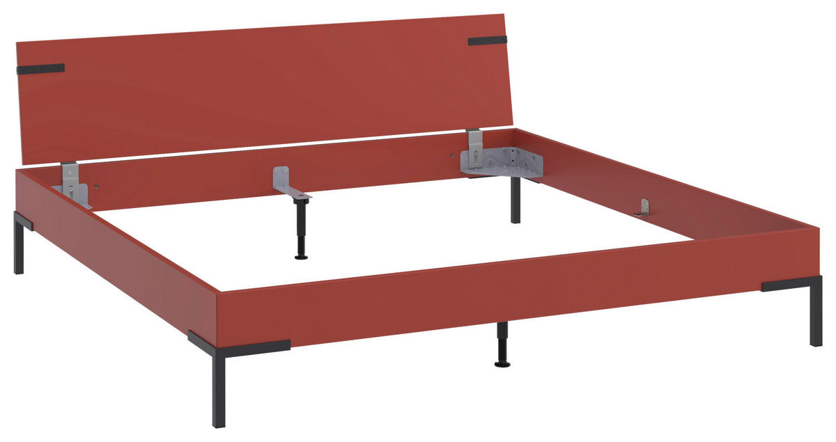 BETT 200/200 cm,  in Rot, Koralle  - Koralle/Rot, Design, Metall (200/200cm) - Xora
