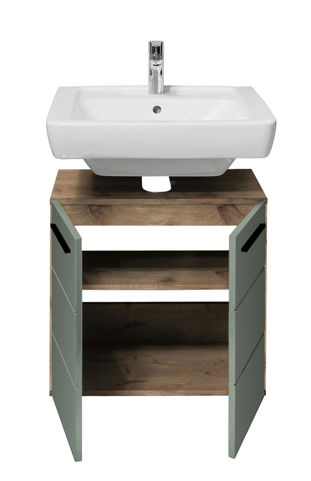 WASCHBECKENUNTERSCHRANK 60/62/31 cm  - Eichefarben/Schwarz, Basics, Holzwerkstoff/Kunststoff (60/62/31cm) - MID.YOU