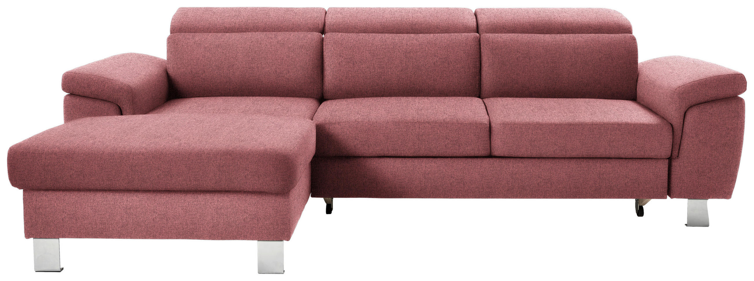 ECKSOFA inkl. Funktionen Hellrot Webstoff  - Hellrot/Silberfarben, Design, Textil/Metall (167/250cm) - Xora