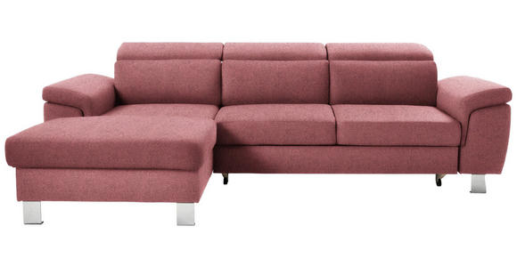 ECKSOFA in Webstoff Hellrot  - Hellrot/Silberfarben, Design, Textil/Metall (167/250cm) - Xora