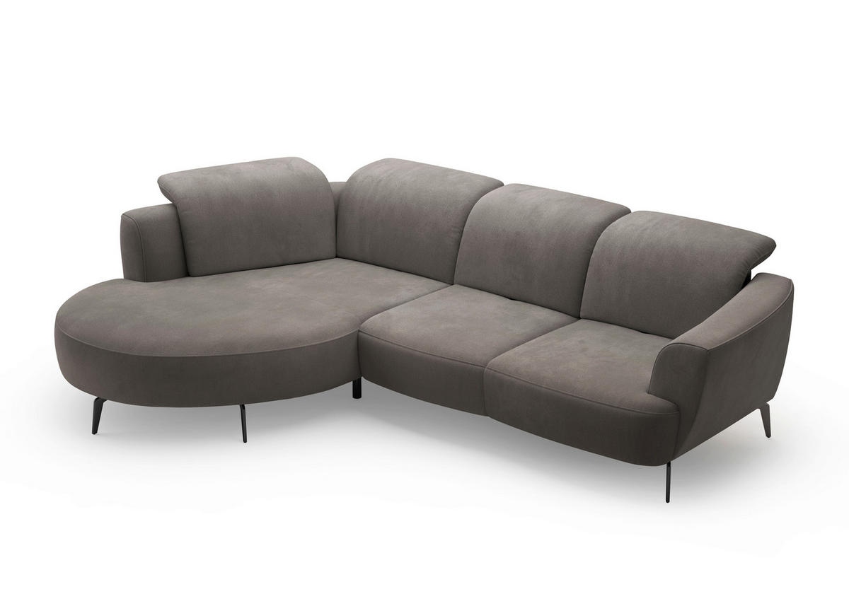 ECKSOFA ZOE E Graphitfarben Flachgewebe  - Schwarz/Graphitfarben, KONVENTIONELL, Textil/Metall (199/309cm) - Sit & More