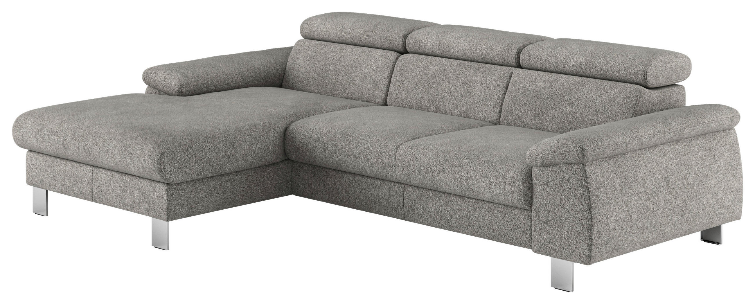 ECKSOFA Grau Flachgewebe  - Chromfarben/Grau, Design, Textil/Metall (166/244cm) - Livetastic