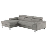 ECKSOFA Grau Flachgewebe  - Chromfarben/Grau, Design, Textil/Metall (166/244cm) - Livetastic