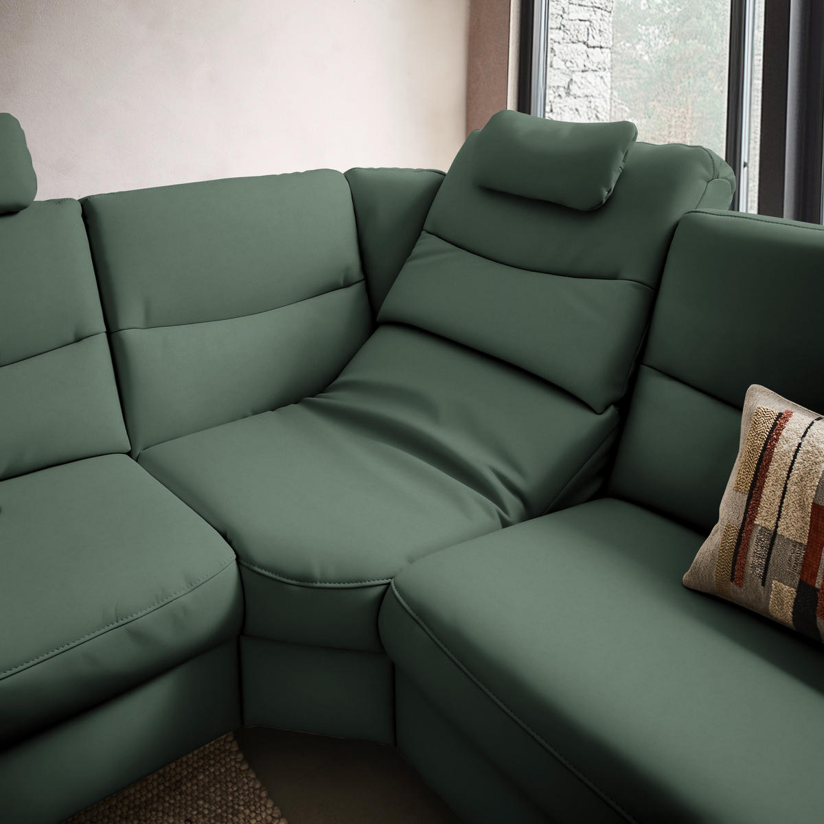 ECKSOFA in Echtleder Waldgrün  249/280 cm  - Waldgrün/Anthrazit, Design, Leder/Metall (249/280cm) - Himolla Komfortklass