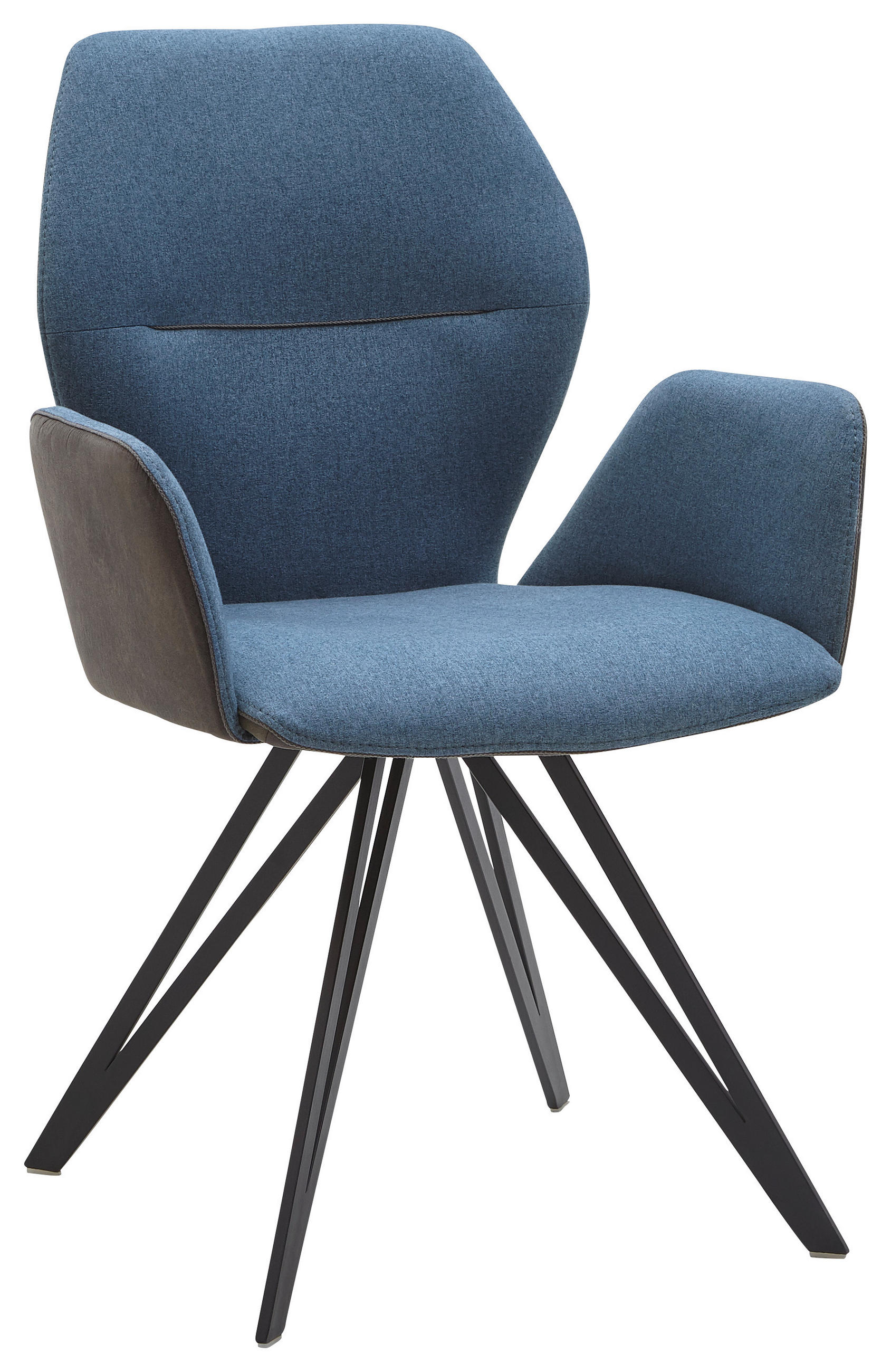 ARMLEHNSTUHL  in Eisen Webstoff, Mikrofaser  - Blau/Anthrazit, Design, Textil/Metall (62/91/59cm) - Valnatura