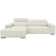 ECKSOFA DUA in Echtleder Weiß  170/293 cm  - Chromfarben/Weiß, Design, Leder/Metall (170/293cm) - Novel