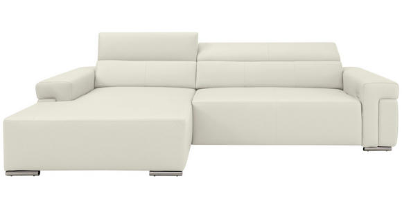 ECKSOFA DUA in Echtleder Weiß  170/293 cm  - Chromfarben/Weiß, Design, Leder/Metall (170/293cm) - Novel