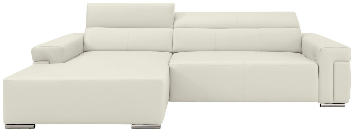 Ecksofa inkl. Funktion DUA Weiß Echtleder  - Chromfarben/Weiß, Design, Leder/Metall (170/293cm) - Novel