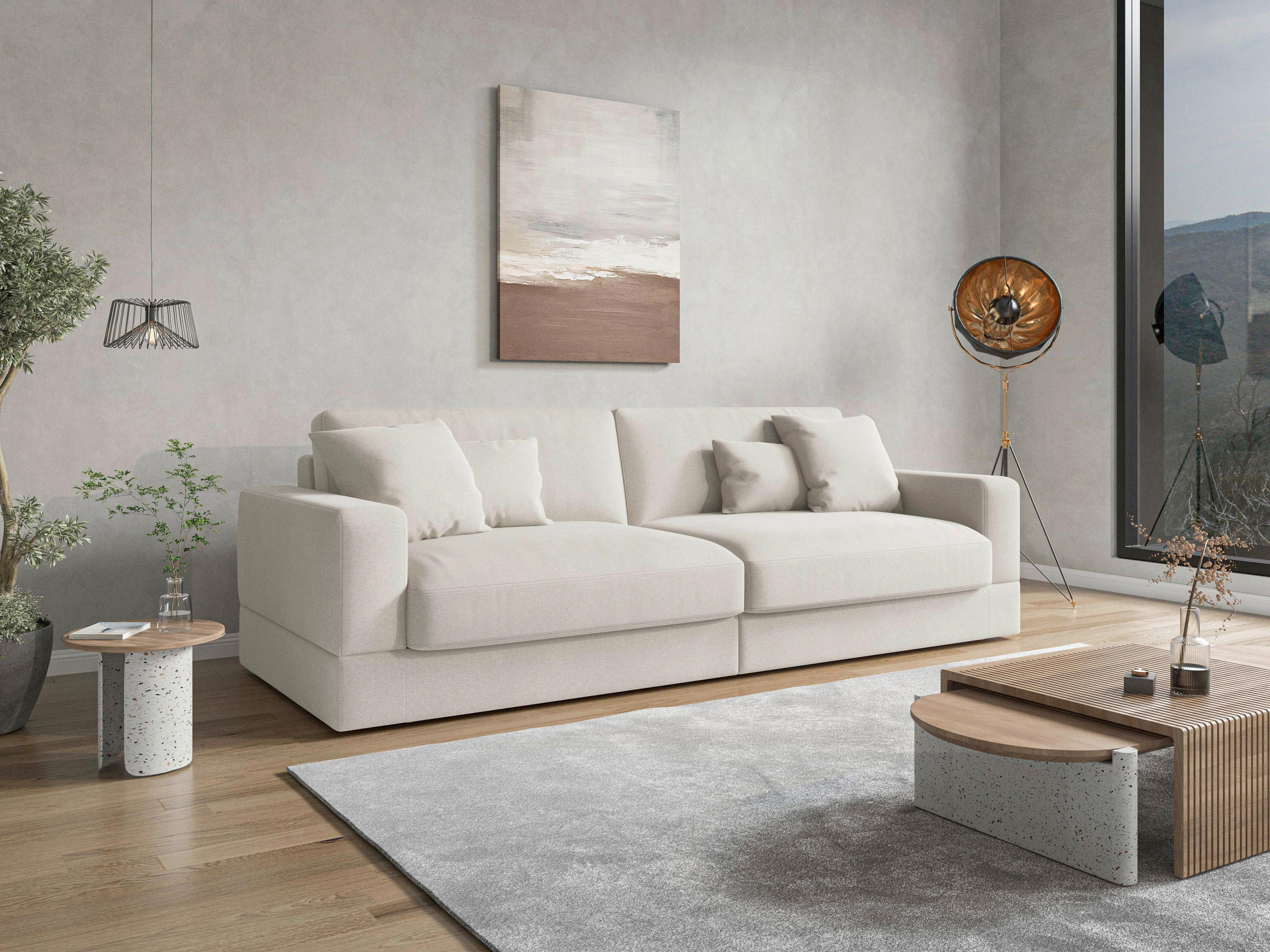 Thumbnail - Sit & More Zierkissen Fabio E, Elfenbein, Textil, 2-teilig, Uni, Füllung: Polyester, rechteckig, 60x30 cm, Goldenes M, O...