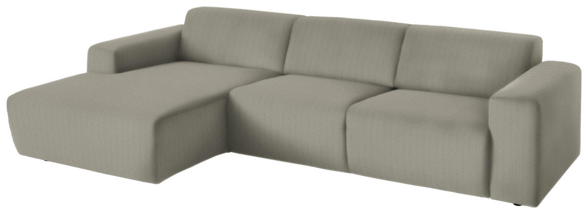 ECKSOFA in Feincord Taupe  174/302 cm  - Taupe/Schwarz, Design, Kunststoff/Textil (174/302cm) - Beldomo Style