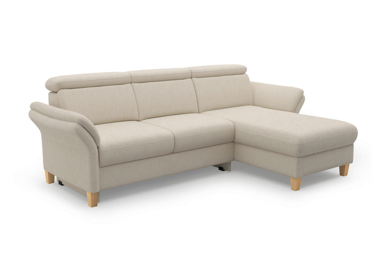 ECKSOFA GLENDALE E Sandfarben Chenille  - Sandfarben/Eichefarben, KONVENTIONELL, Holz/Textil (253/166cm) - Sit & More
