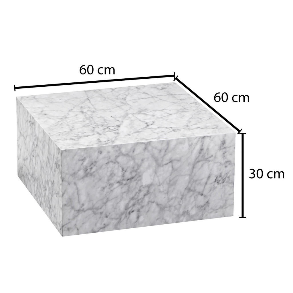 Thumbnail - Mid.you Couchtisch, Weiß, Holzwerkstoff, Marmoroptik, quadratisch, 60x30x60 cm, Wohnzimmer, Wohnzimmertische, Couchtisch...